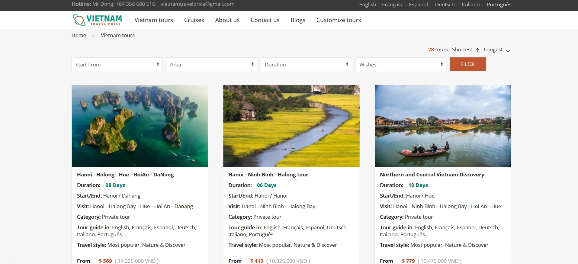 Vietnam Tours Price